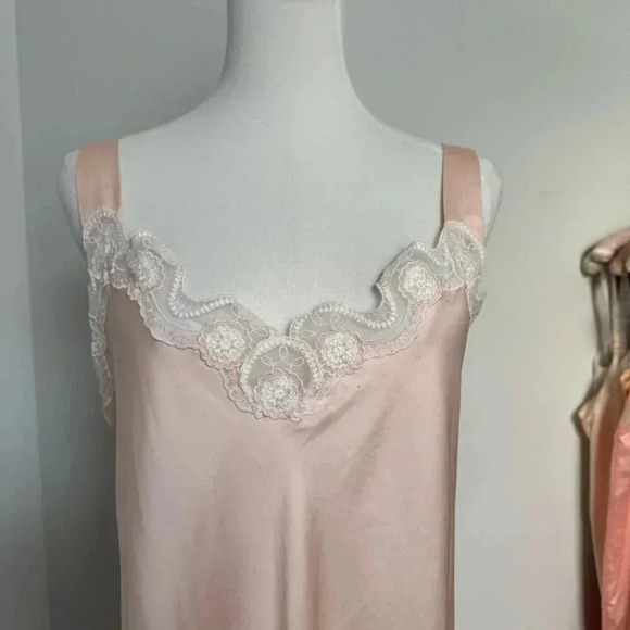 Vintage peachy pink maxi gown M cottagecore glam fairy - Picture 3 of 6